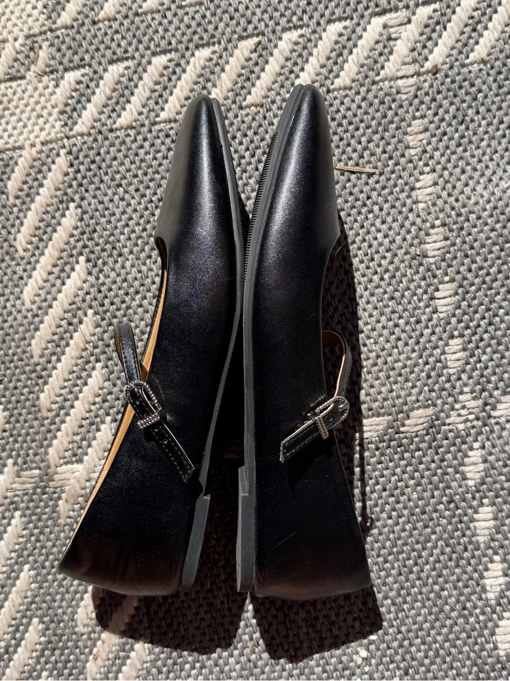 Black Mary Jane Square-Toe Flats with Adjustable Strap by LOOM?YOO